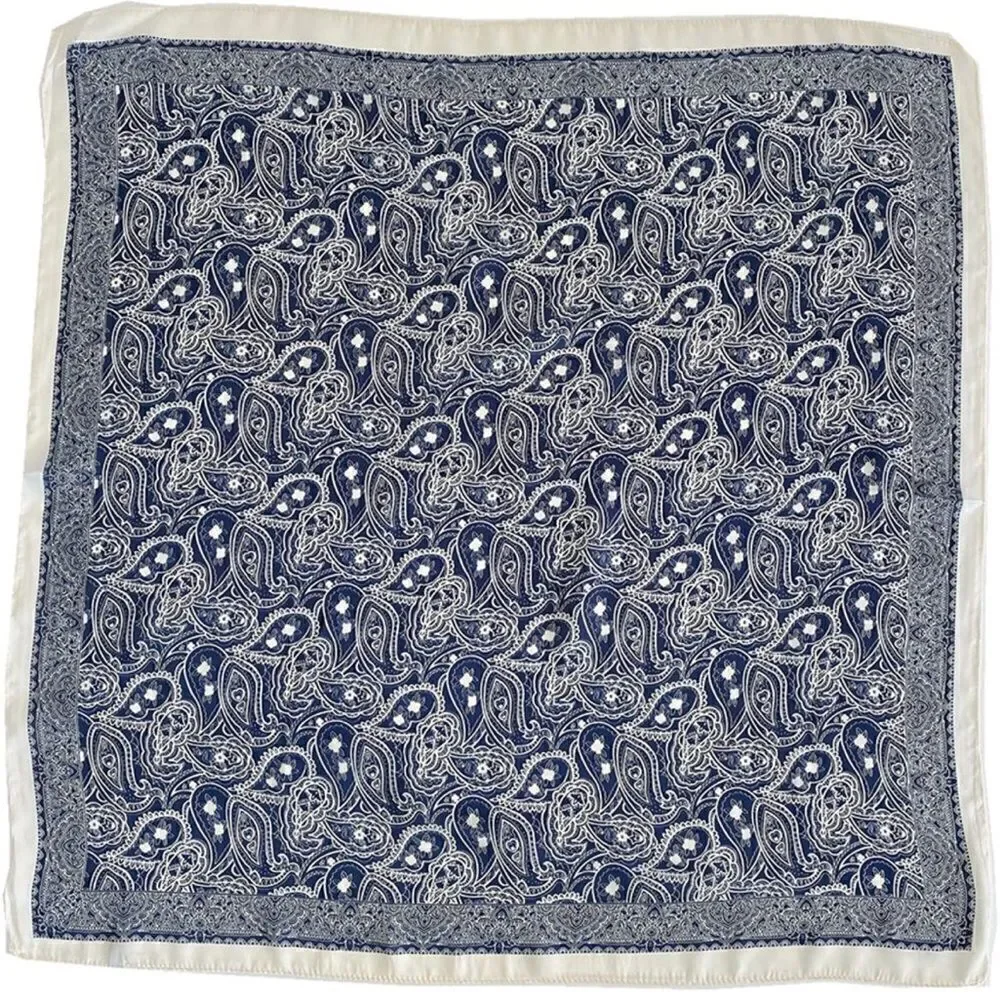 Blue Pattern Silky Scarf  - Picture 2 of 4